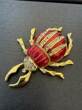 Vintage Scarab Beetle Trinket Box Hinged Lid For Keepsakes or Jewelry